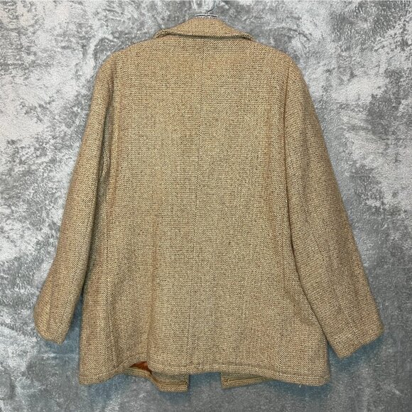 Vintage 70s Campus Tweed Wool USA Made Mid Length Heavy Insulated Overcoat 42 - Picture 2 of 14